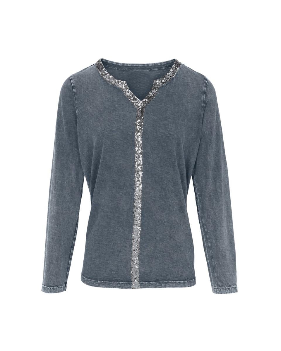 Payetli Bluz - Gri