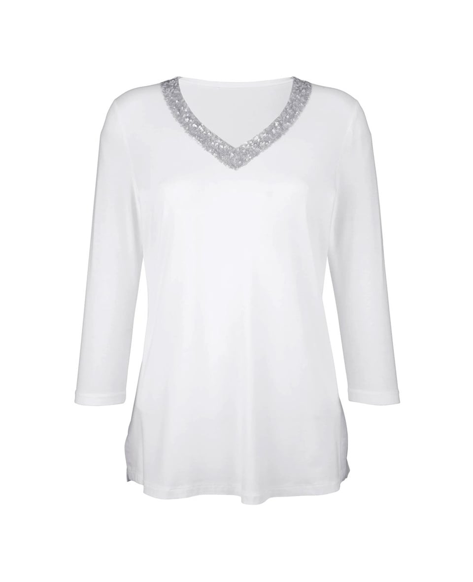 Payetli Tişört - Beyaz