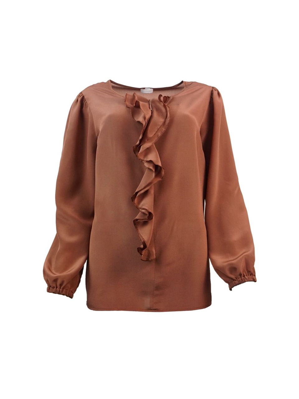 Saf İpek Bluz - Taba