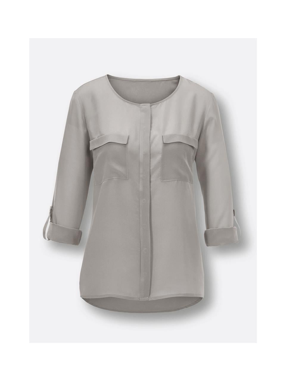 Saf İpek Gömlek - Vizon