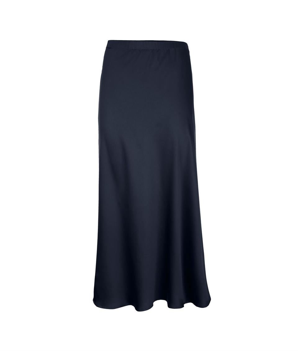 Saten Uzun Etek - Lacivert
