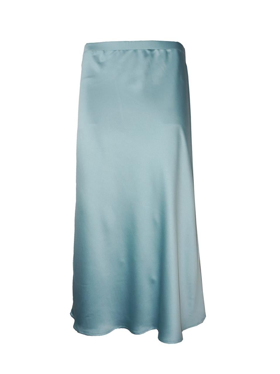 Saten Uzun Etek - Yeşil