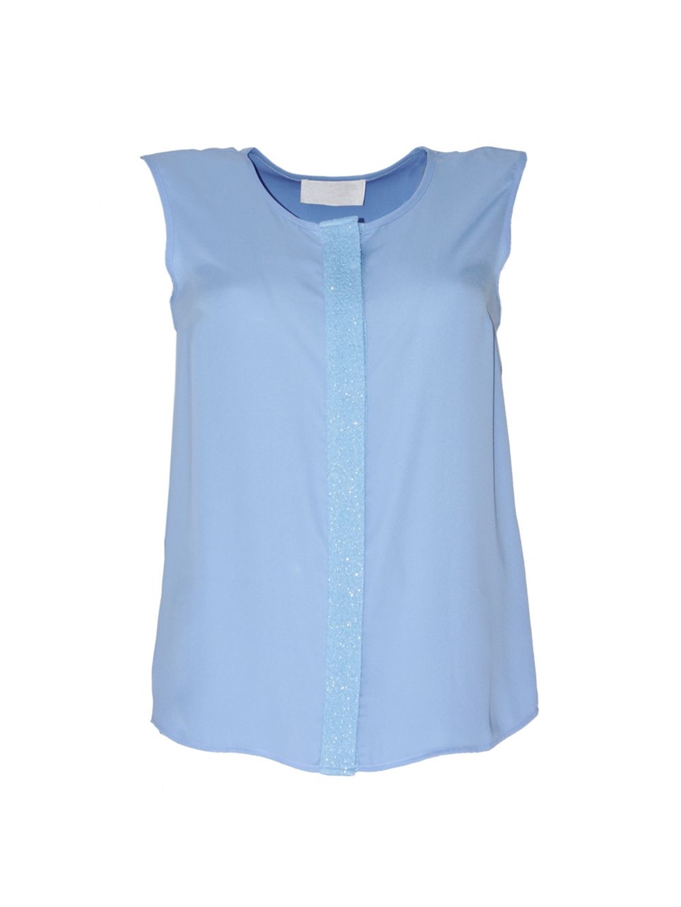 Simli Şifon Bluz - Mavi