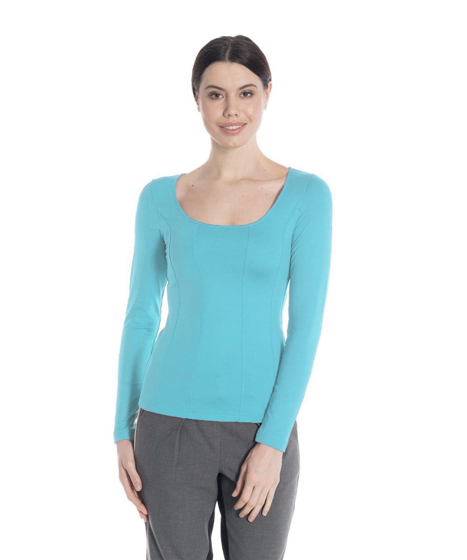 Uzun Kollu Basic Tişört - Turkuaz