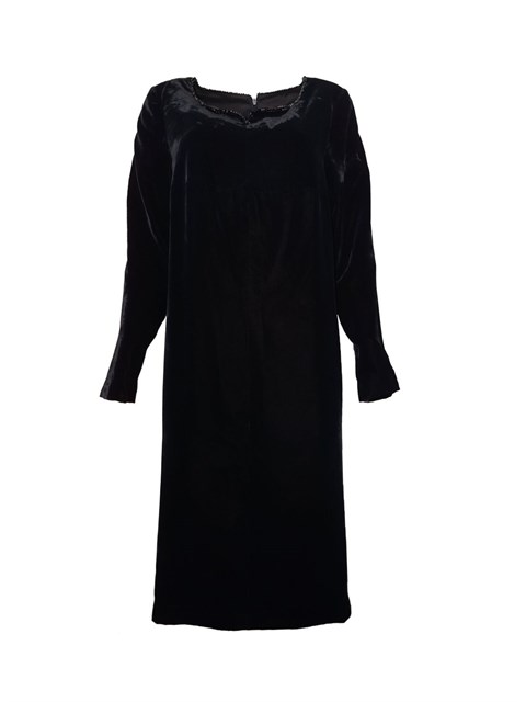 Taşlı Kadife Elbise - Siyah
