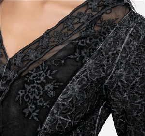 Dantelli Nakışlı 2 Parça Elbise - Siyah