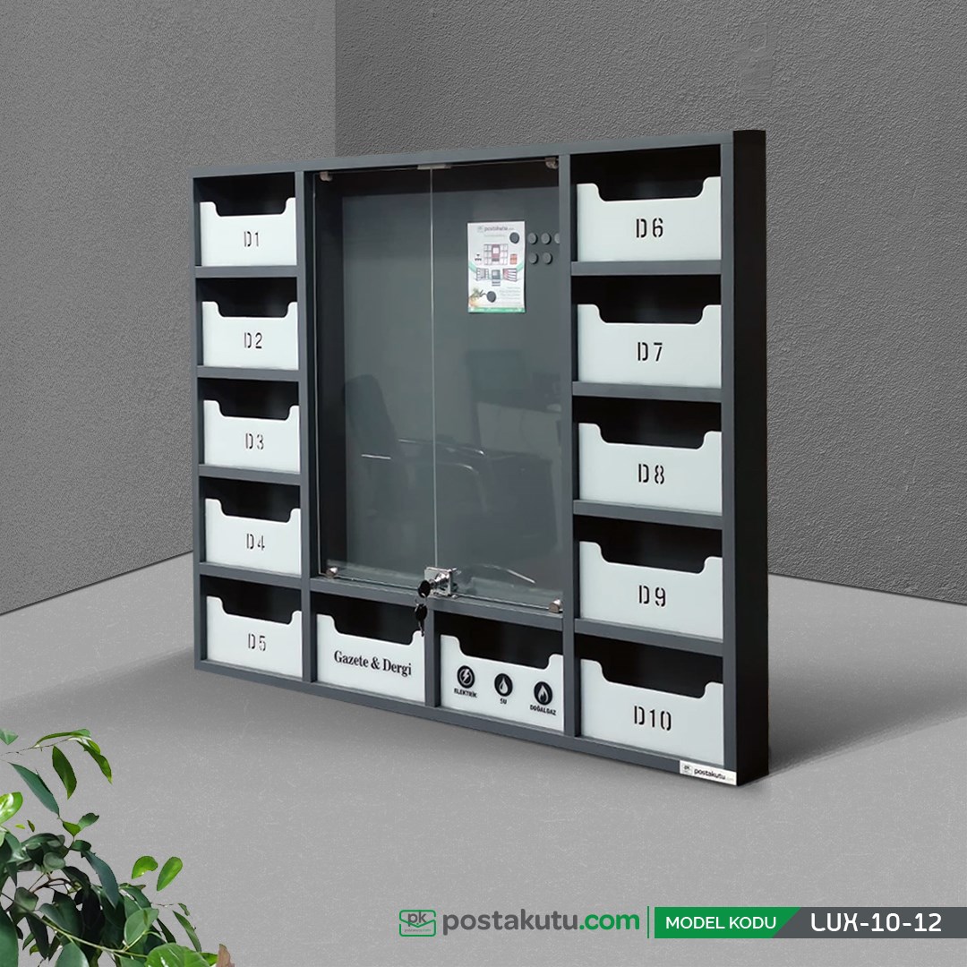 Lux 10-12 Dairelik Kilitsiz Apartman İlan Panosu ve Posta Kutusu
