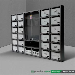 Delux 24-26 Dairelik Kilitli Apartman İlan Panosu ve Posta Kutusu ( Yatay Kapak)