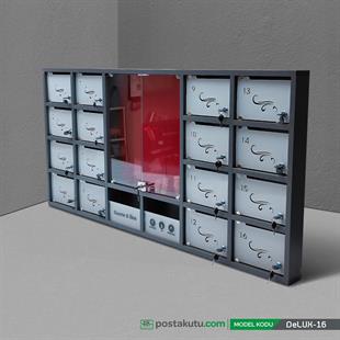 Delux 16-18 Dairelik Kilitli Apartman İlan Panosu ve Posta Kutusu ( Yatay Kapak)