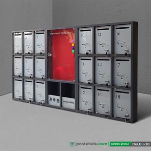 Delux 18 Dairelik Kilitli Apartman İlan Panosu ve Posta Kutusu ( Dikey Kapak)