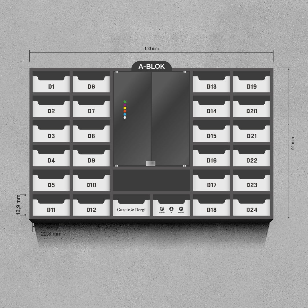 Lux 24-28 Dairelik Kilitsiz Apartman İlan Panosu ve Posta Kutusu