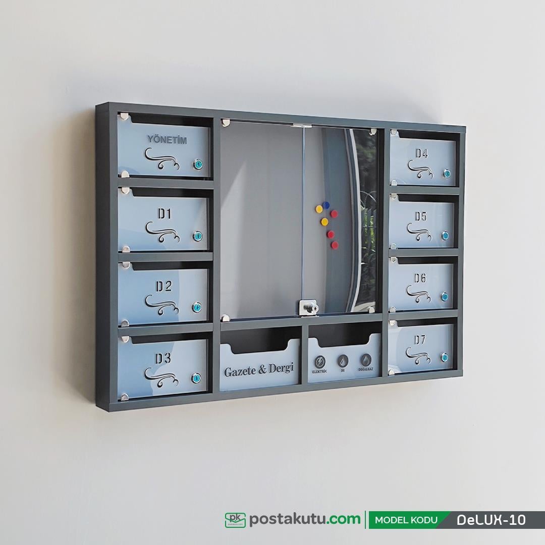 Delux 08 Dairelik Kilitli Apartman İlan Panosu ve Posta Kutusu