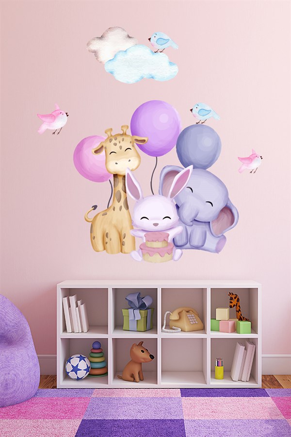 Tavşan ve Fil Dostları Çocuk Odası Duvar Sticker