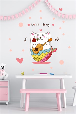 Dansçı Kedi Çocuk Odası Duvar Sticker