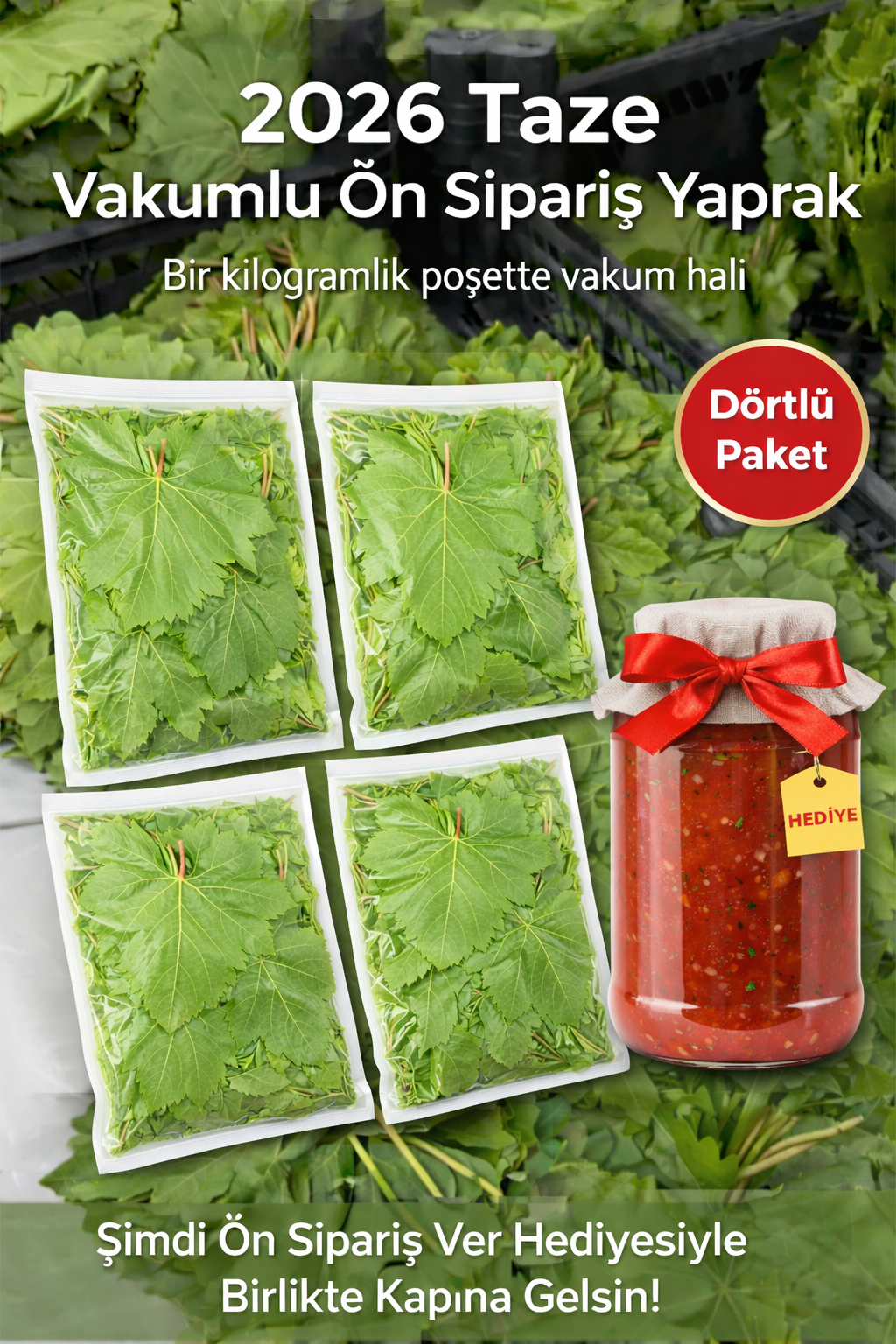 Taze Asma Yaprak Vakumlu 4 kg