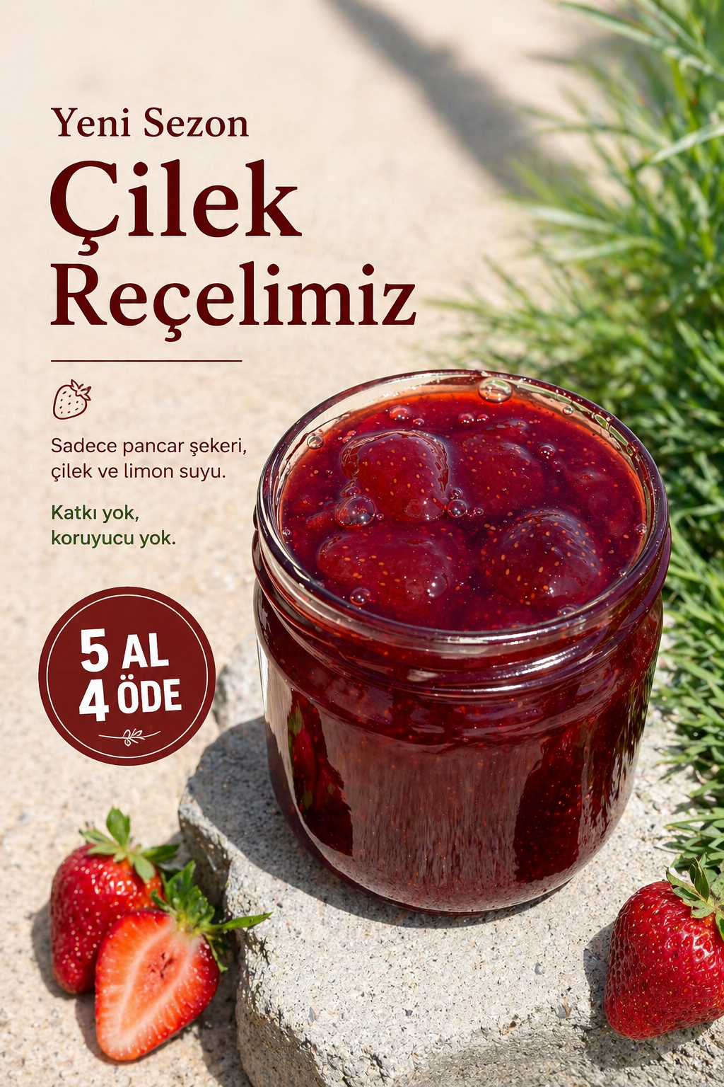 SEBOŞ'TAN 5 AL 4 ÖDE ÇİLEK REÇELİ 