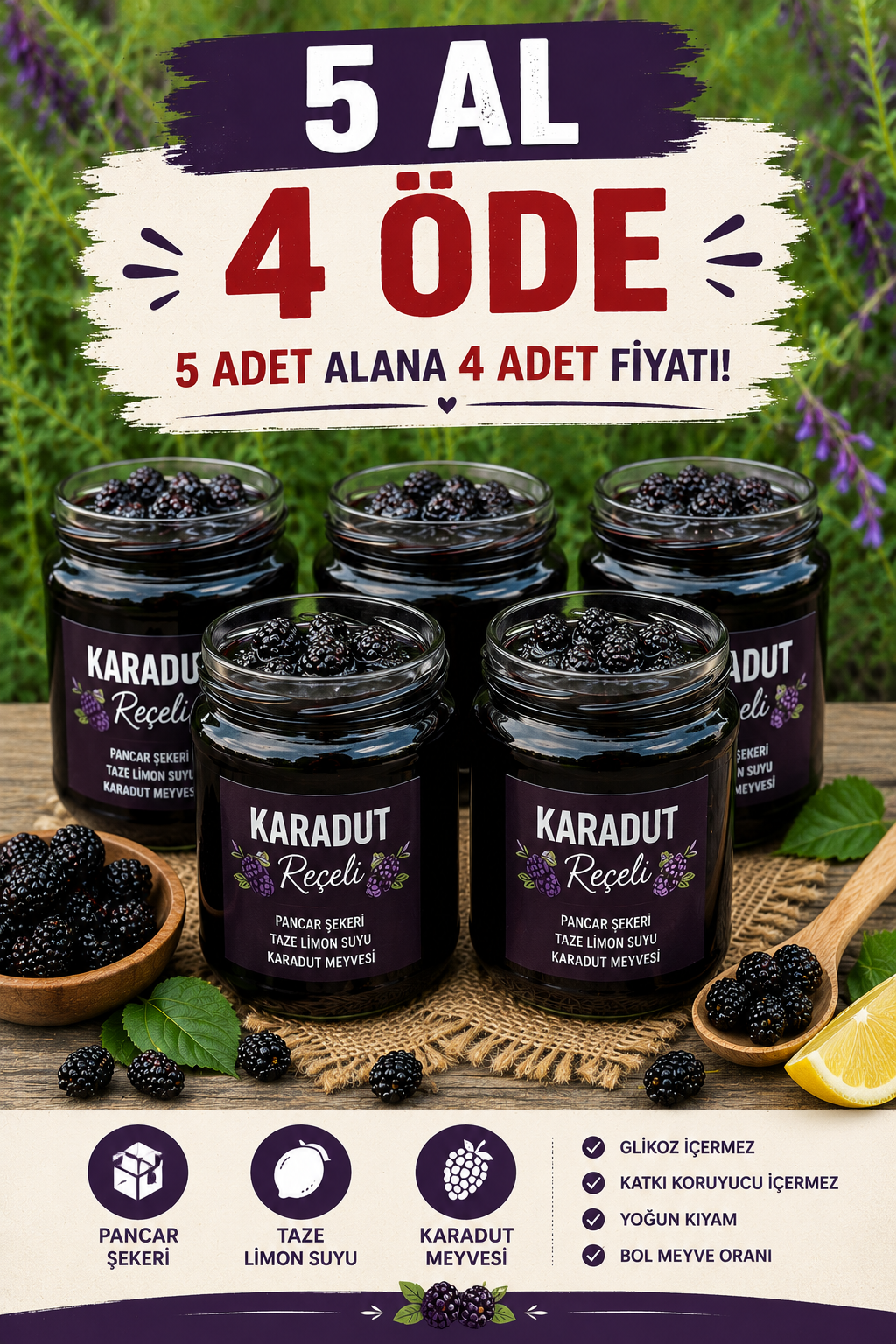 SEBOŞ'TAN 5 AL 4 ÖDE KARADUT REÇELİ
