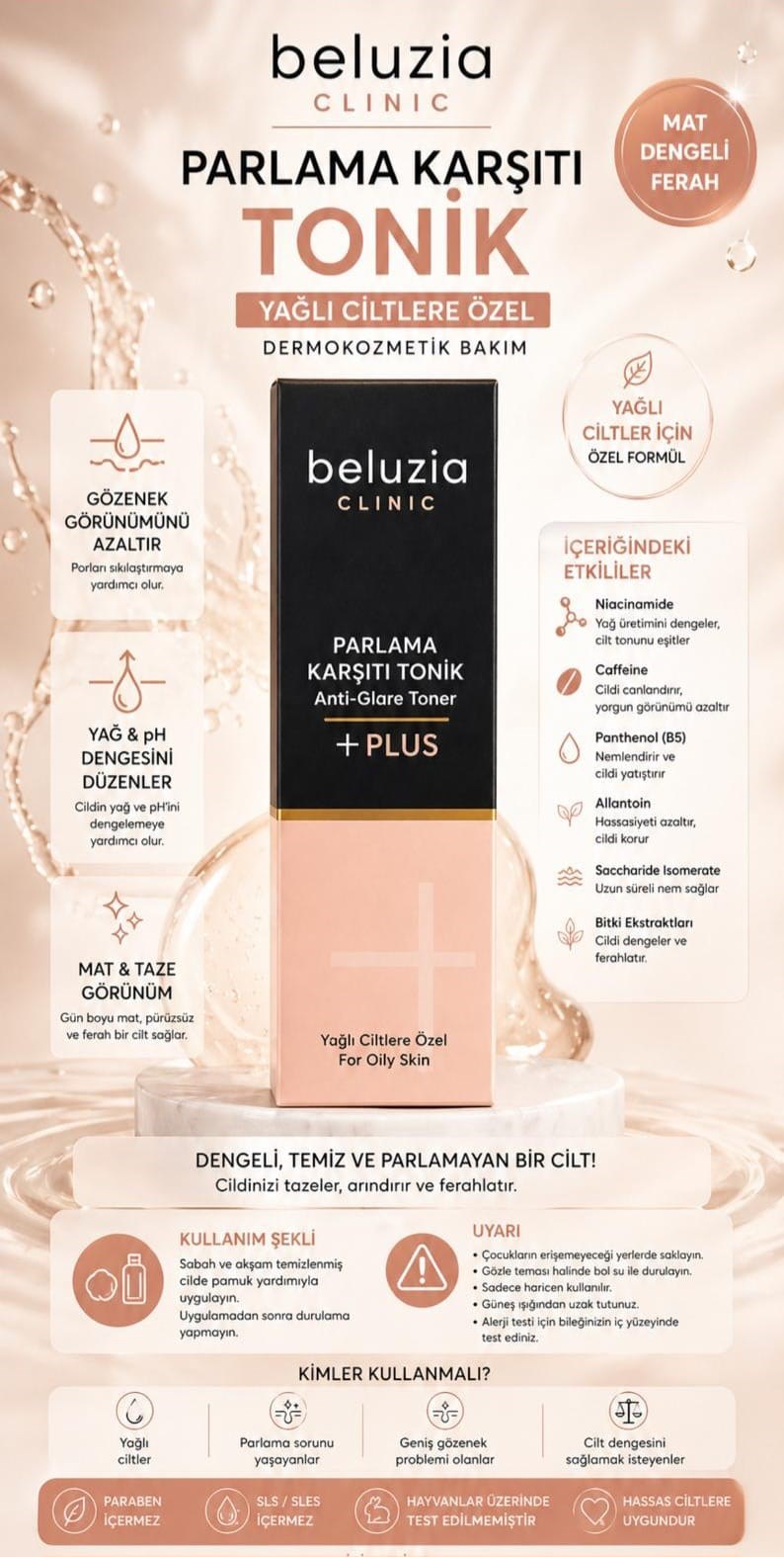 Beluzia (KAMPANYA 3lü Set) Arındırıcı Serum & Yağlı Cilt Bakım Seti (Tonik+Jel)