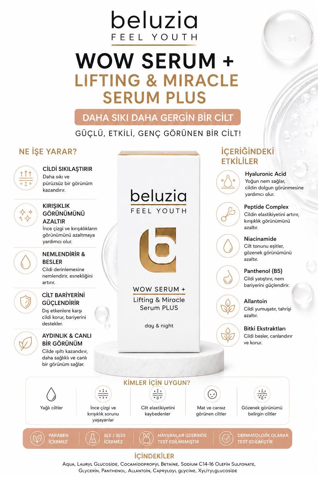 Beluzia (KAMPANYA 3lü Set) Wow Botoks Serum Yağlı Cilt Arındırıcı Bakım Seti (Tonik+Jel)