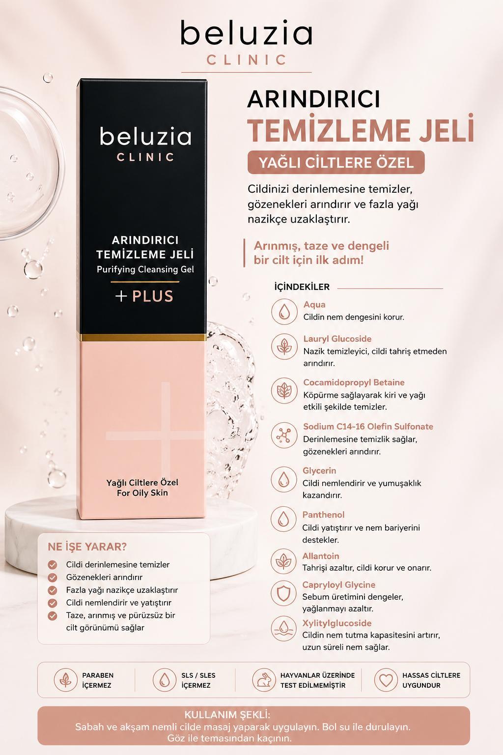 Beluzia  (KAMPANYA 3lü Set) Gençlik İksiri Lifting Serum Yağlı Cilt Arındırıcı Bakım Seti (Tonik+Jel)