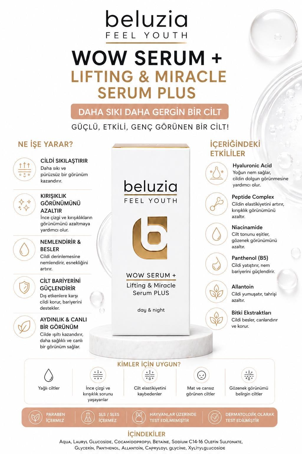 Beluzia (KAMPANYA 3lü Set) Wow Botoks Kuru-Hasas Nemlendirici Bakım Seti (Tonik+Jel)