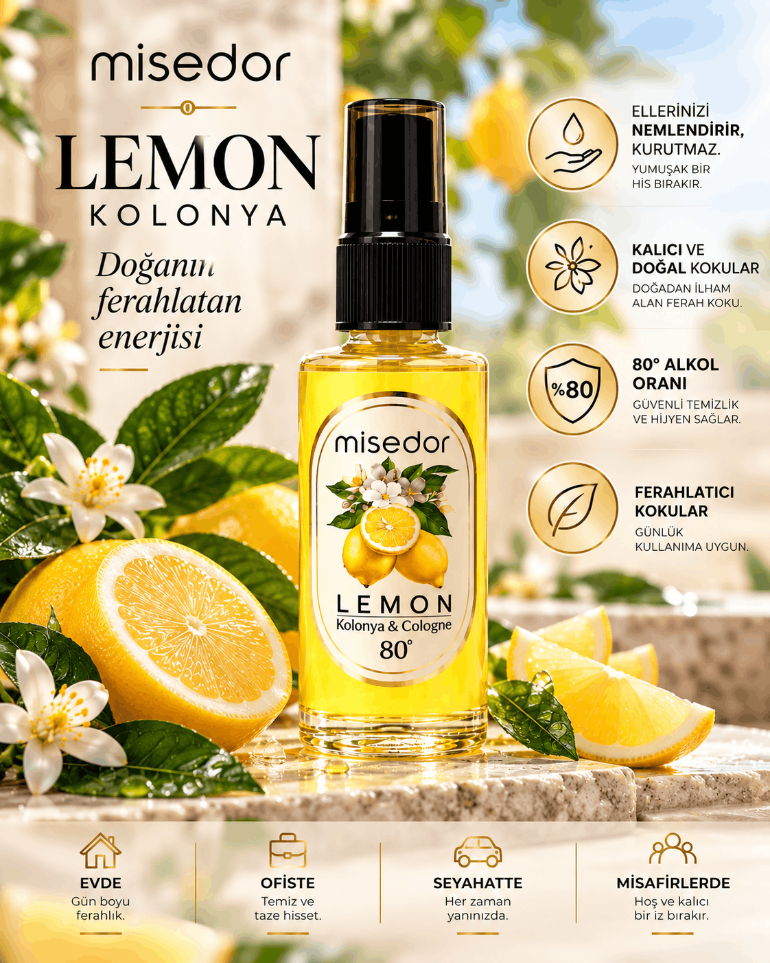 Misedor Limon 80° Kolonya 50ml
