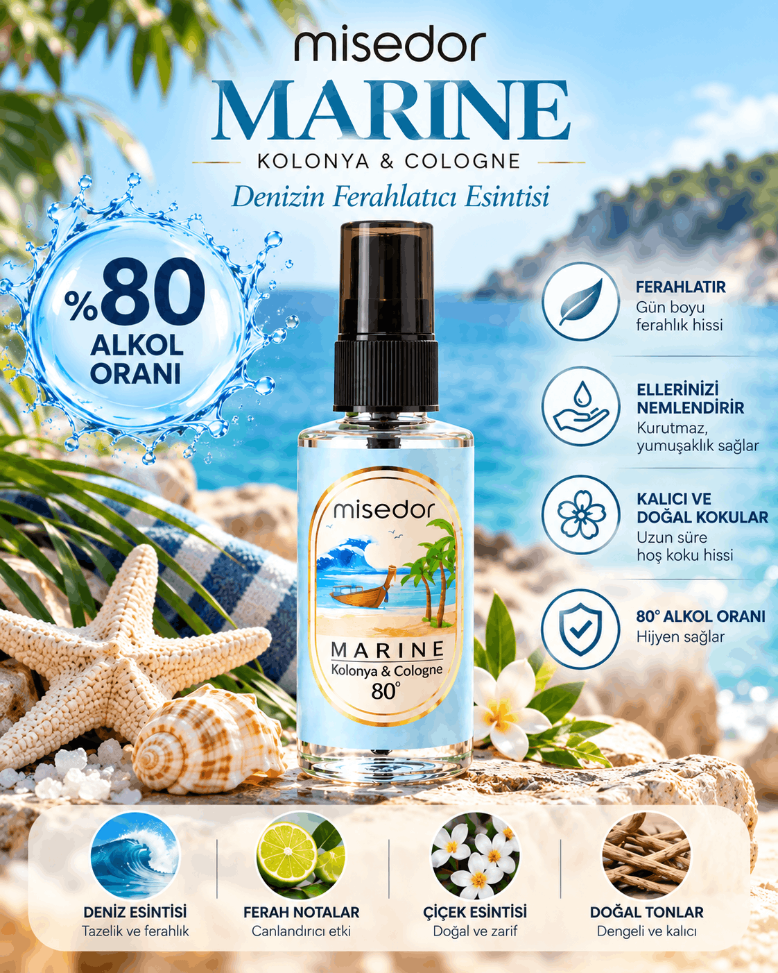 Misedor Marine 80° Kolonya 50ml