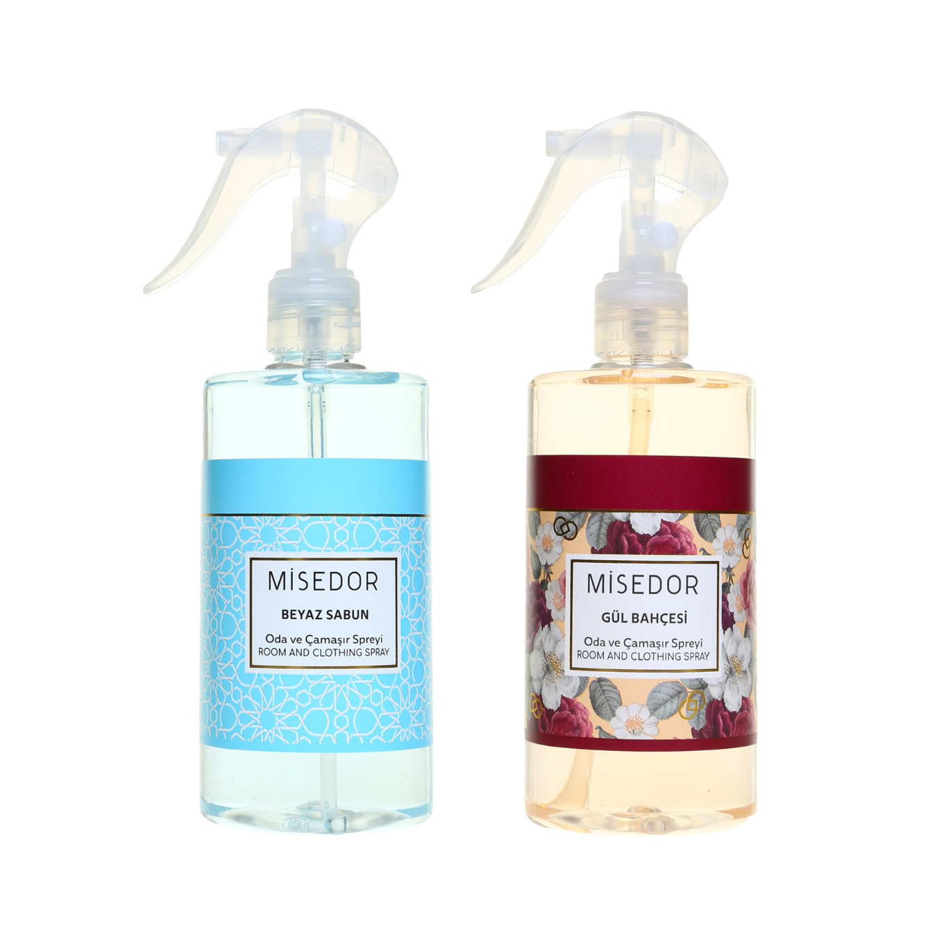 Misedor 2 li Set Beyaz Sabun ve Gül Bahçesi Oda ve Çamaşır Spreyi 330 ml