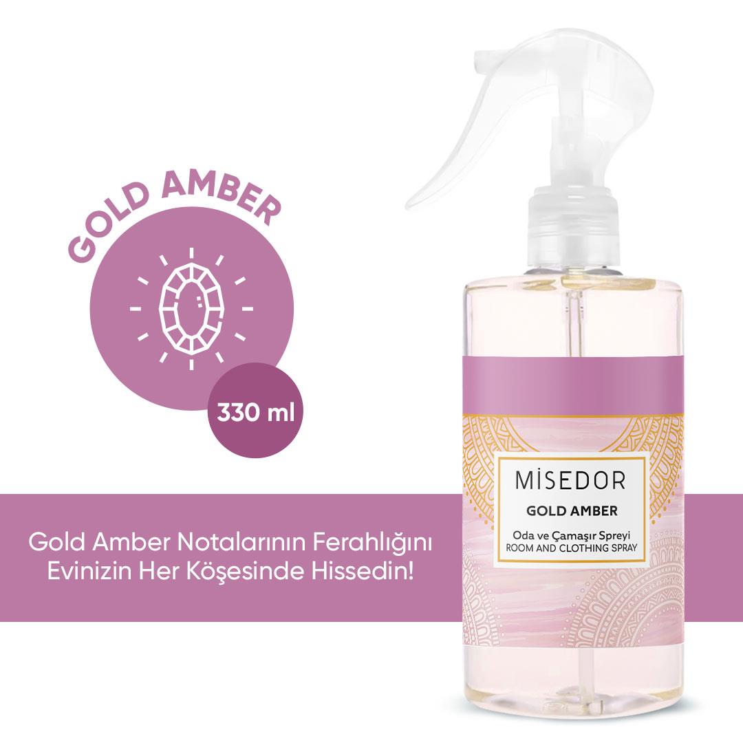 Misedor 2 li Set Gold Amber Ve Vanilya Oda Ve Çamaşır Spreyi 330 Ml