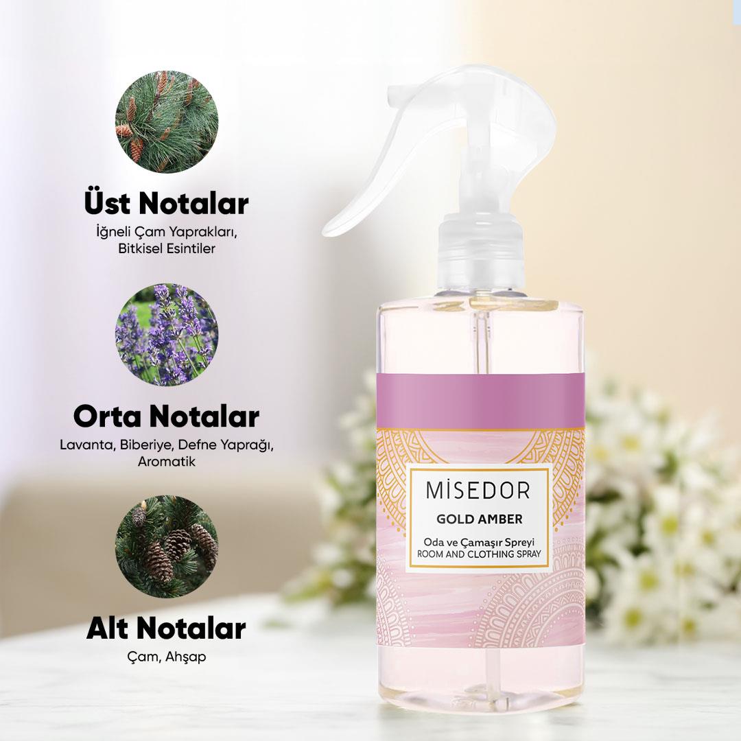 Misedor 2 li Set Gold Amber Ve Gül Bahçesi Oda Ve Çamaşır Spreyi 330 Ml