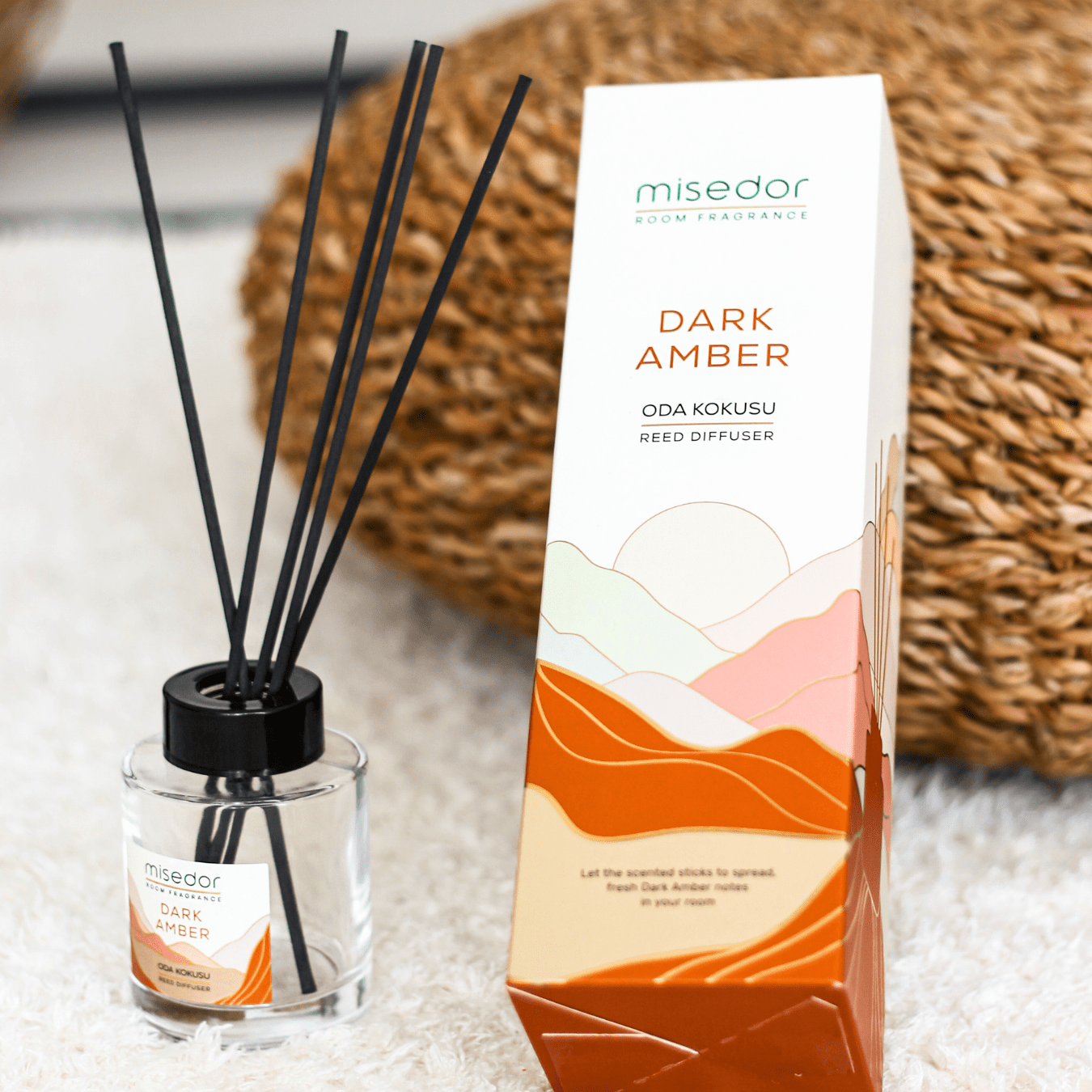 Misedor 2li Set Dark Amber Çubuklu Oda Kokusu ve Oda Spreyi