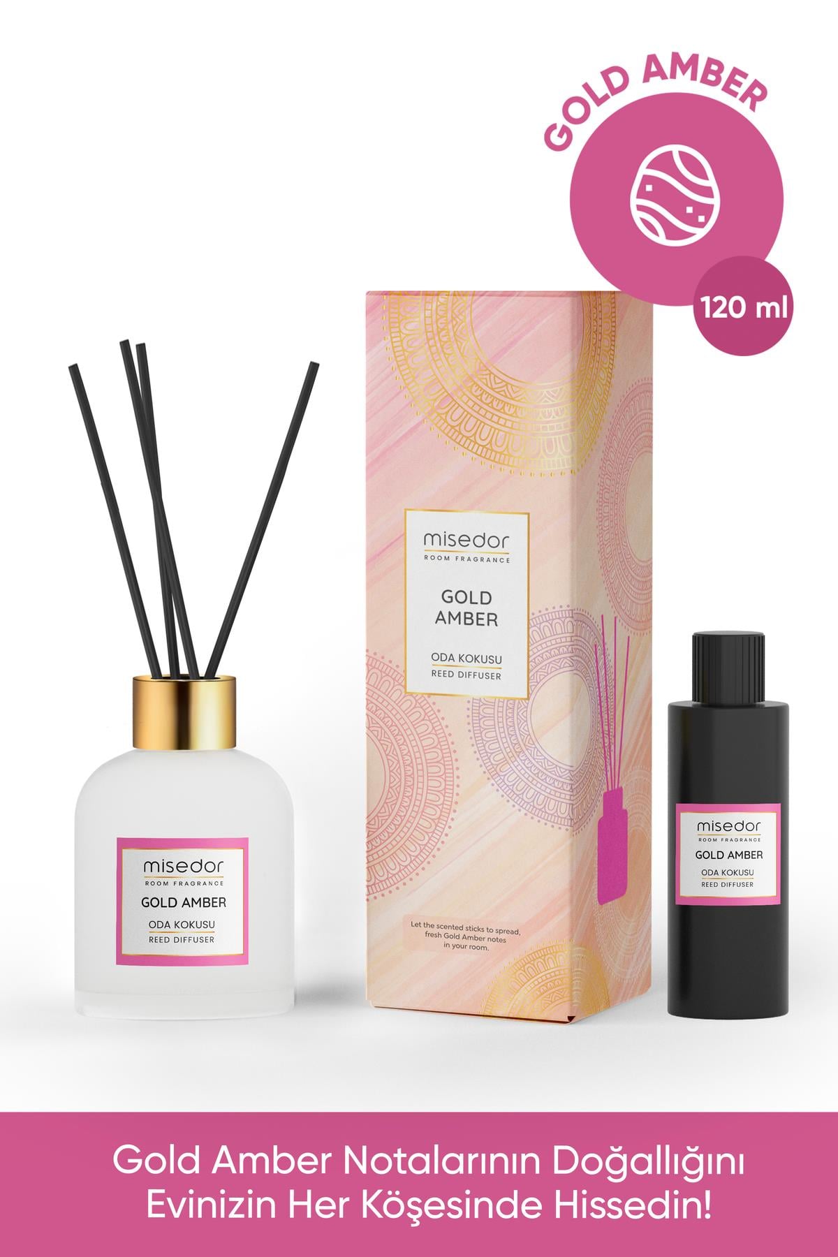 Misedor Gold Amber Çubuklu Oda Kokusu 120 ml