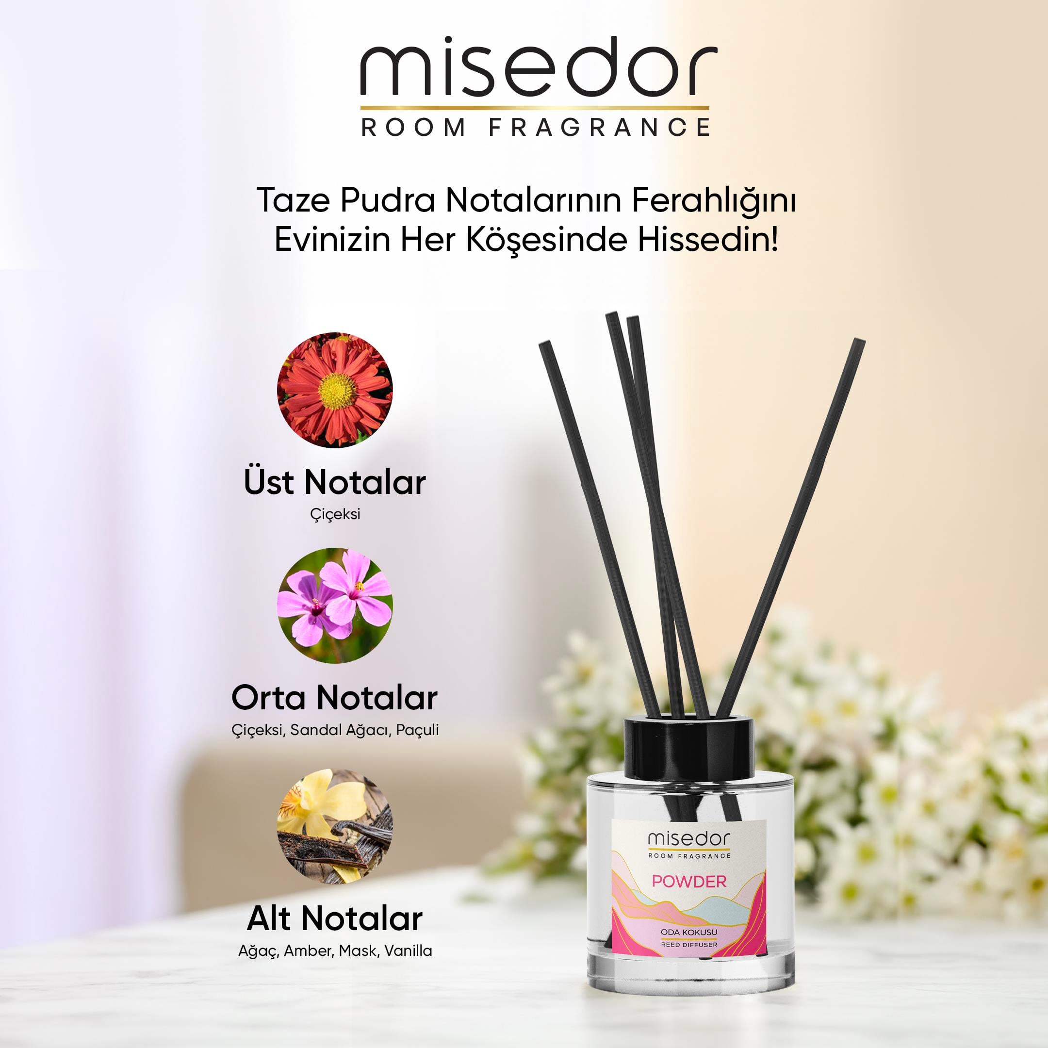 Misedor Powder Çubuklu Oda Kokusu 120 ml