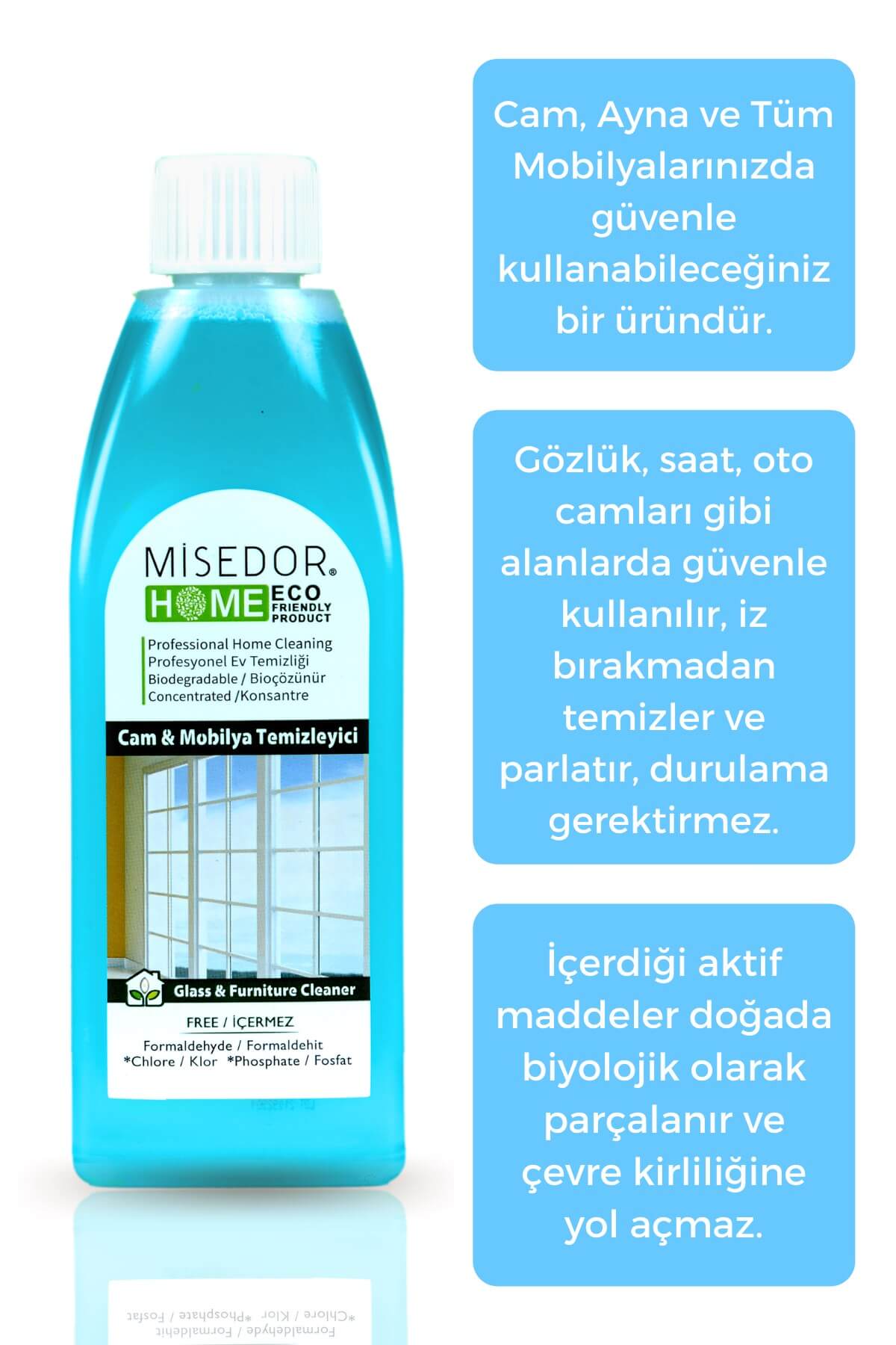 Misedor 3 lü Set Doğal Cam ve Mobilya Temizleyici 400 ml