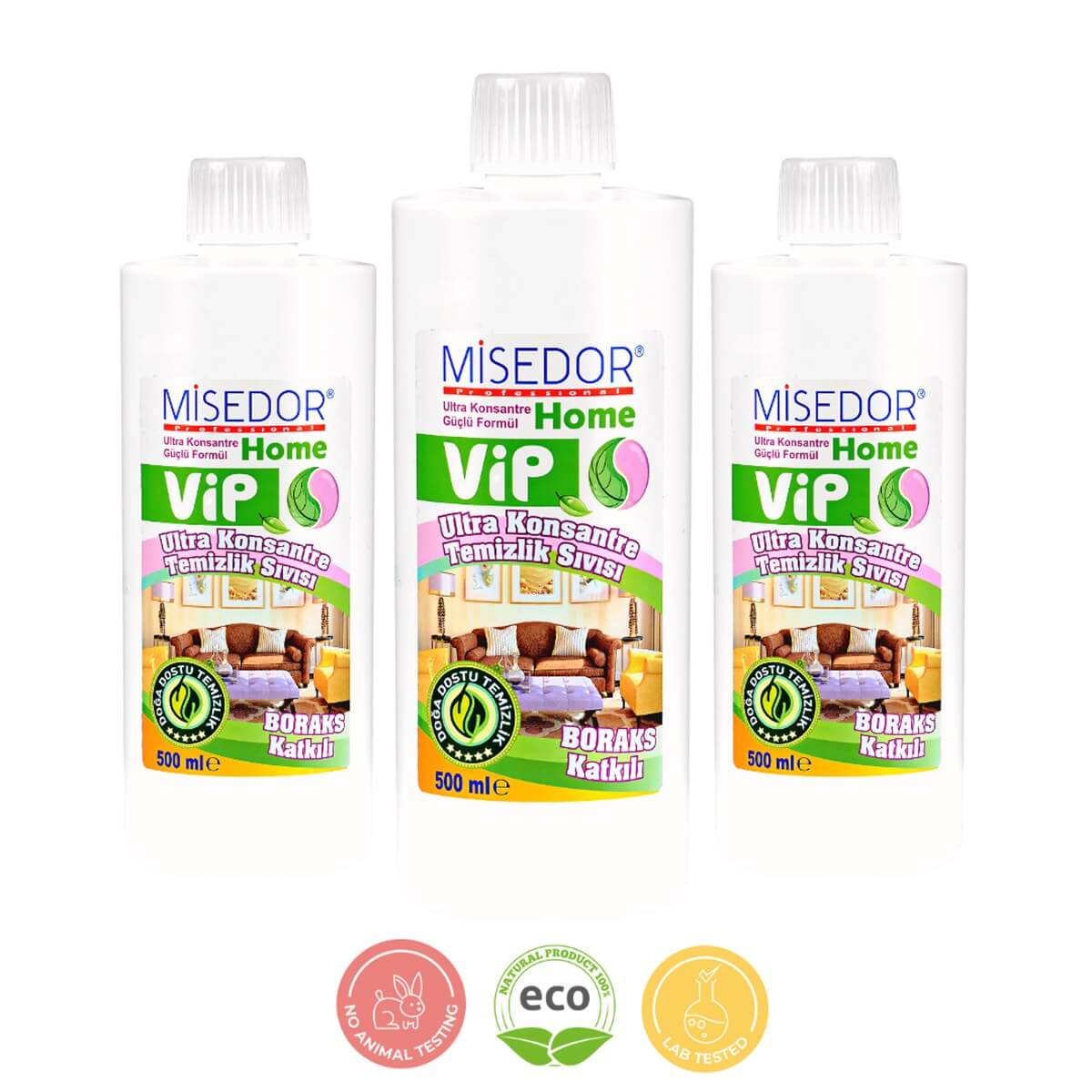 Misedor 3 lü Set Vip Doğal Genel Temizlik Sıvısı 500 ml
