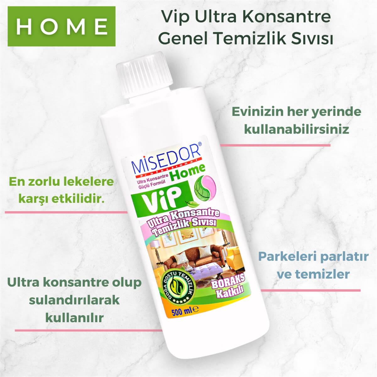 Misedor Vip Doğal konsantre Genel Temizlik Sıvısı 500 ml