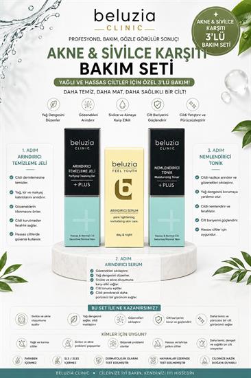 Beluzia (KAMPANYA 3lü Set) Arındırıcı Serum & Kuru Ve Hassas Cilt Bakım Seti (Tonik+Jel)