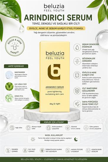 Beluzia (KAMPANYA 3lü Set) Arındırıcı Serum & Kuru Ve Hassas Cilt Bakım Seti (Tonik+Jel)
