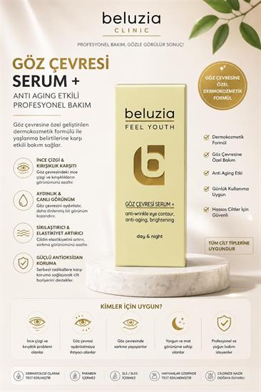 Beluzia (KAMPANYA 3lü Set) Göz Çevresi Serum & Kuru-Hassas Cilt Nemlendirici Cilt Bakım Seti (Tonik+Jel)