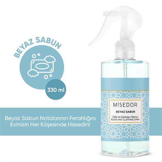 Misedor 2 li Set Beyaz Sabun Ve Vanilya Oda Ve Çamaşır Spreyi 330 Ml
