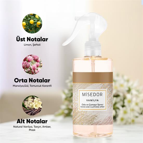 Misedor 2 li Set Gül Bahçesi Ve Vanilya Oda Ve Çamaşır Spreyi 330 Ml