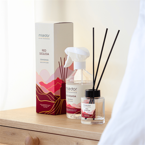 Misedor 2li Set Red Sequoia Çubuklu Oda Kokusu ve Oda Spreyi