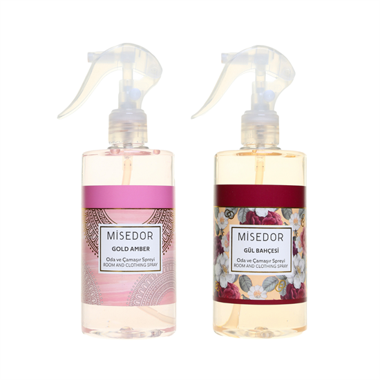 Misedor 2 li Set Gold Amber Ve Gül Bahçesi Oda Ve Çamaşır Spreyi 330 Ml