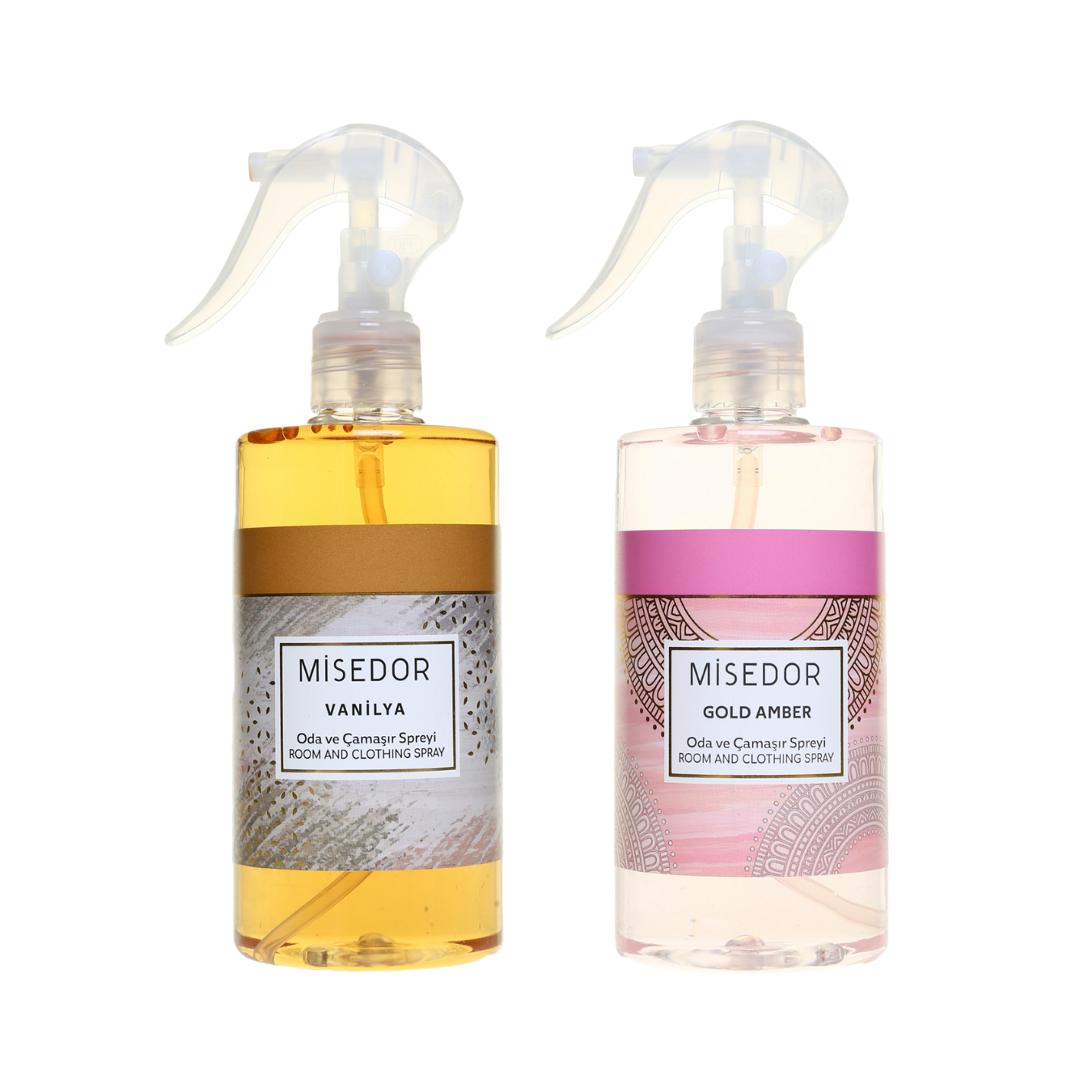 Misedor - Misedor 2'li Set Gold Amber ve Vanilya Oda Kokusu ve Çamaşır Parfümü 330 ml | Misedor