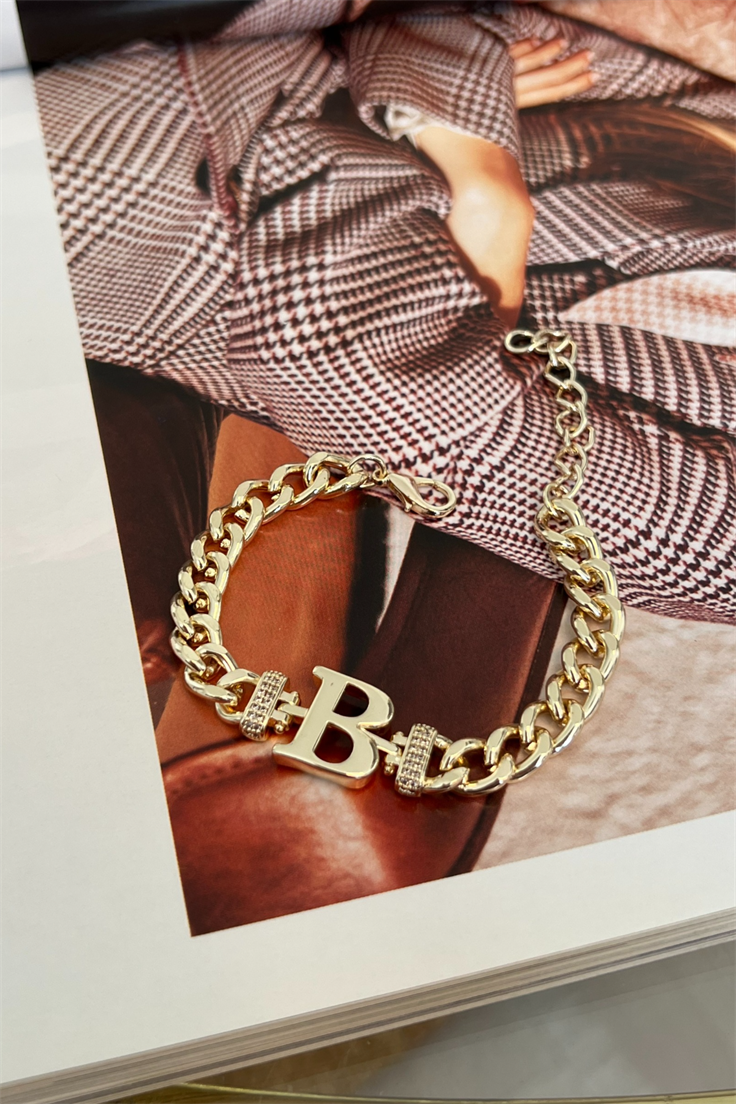 B Harfli Bileklik Gold