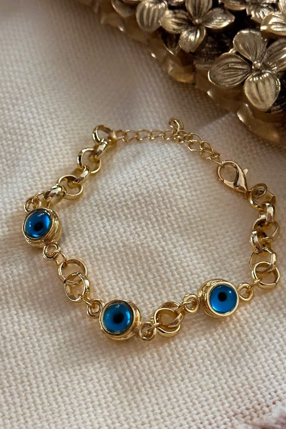 Birbirine Geçmeli Zincir Nostalji Nazar Bileklik