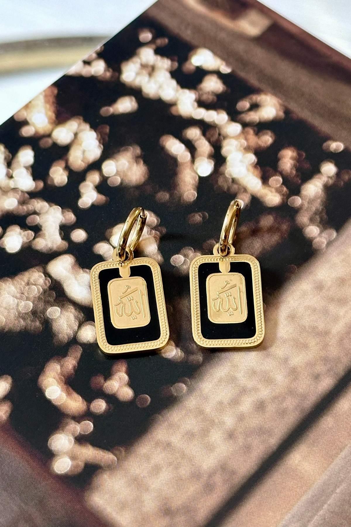 Çelik Allah Yazılı Küpe