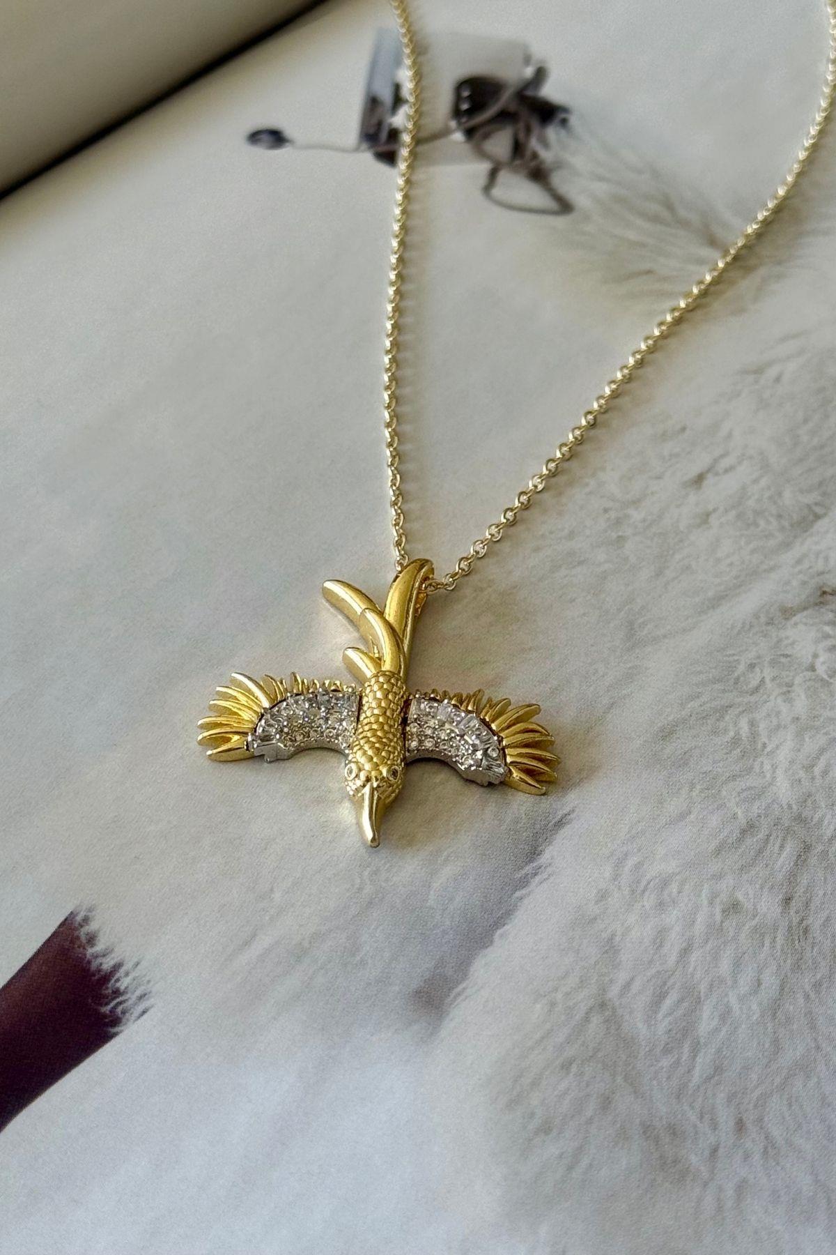 Çelik Kartal Figürlü Kolye