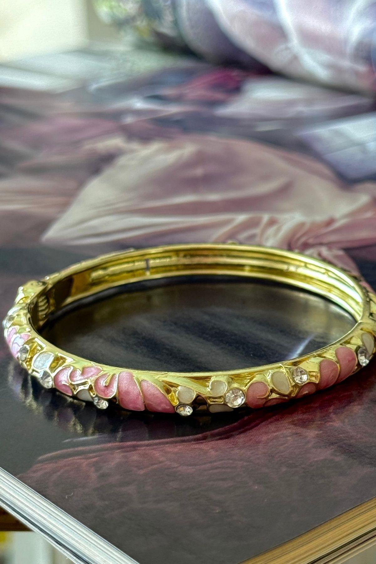 Çelik Mineli Koyu Pembe Renkli Çiçek Kelepçe