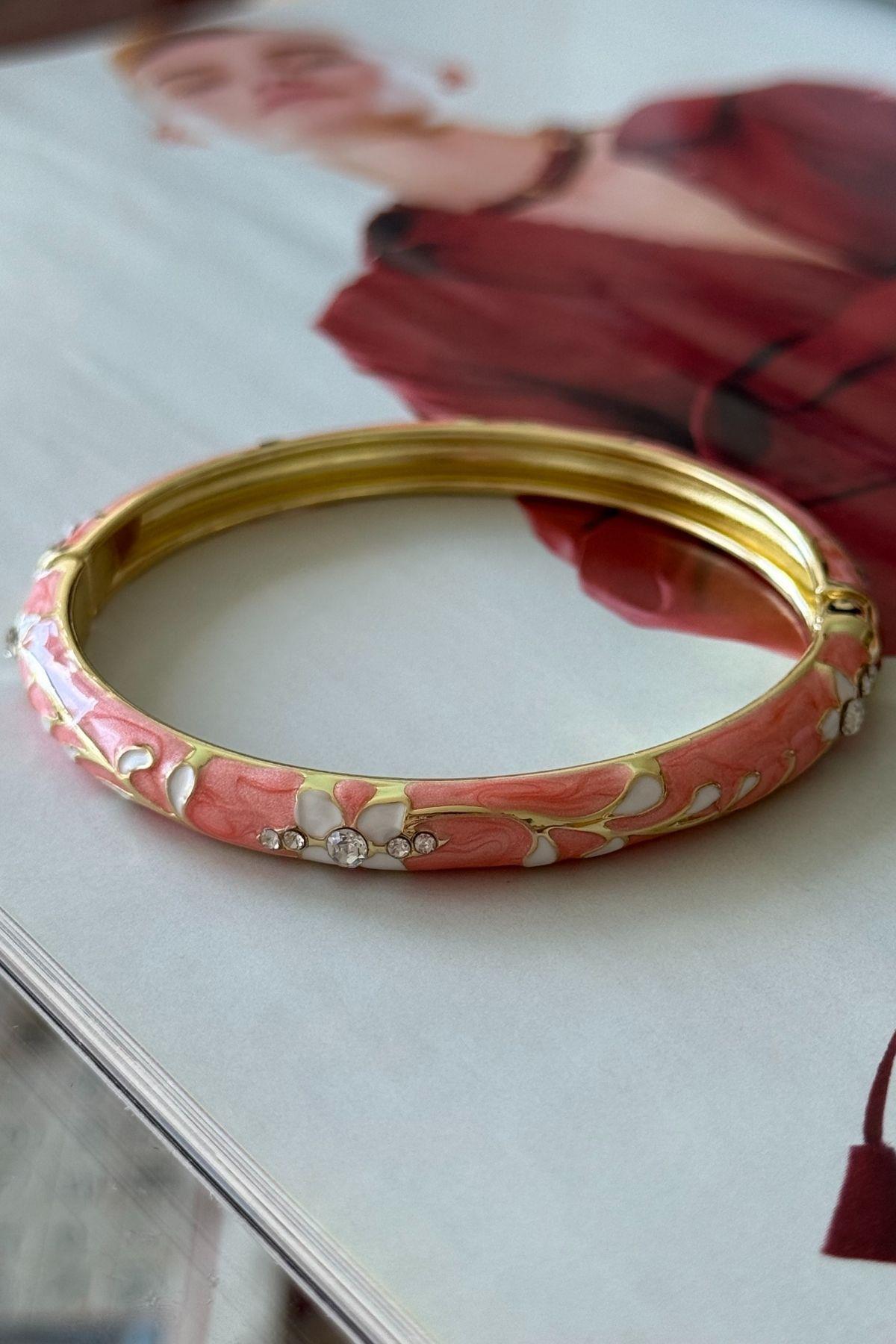 Çelik Mineli Şeftali Renkli Çiçek Kelepçe